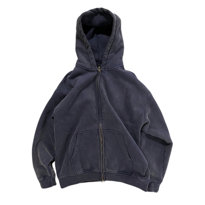 NAVY BLUE CLEAN ZIPPER HOODIE