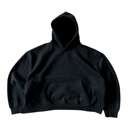 BLACK CROPPED HOODIE