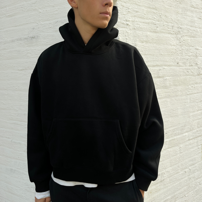 BLACK CROPPED HOODIE